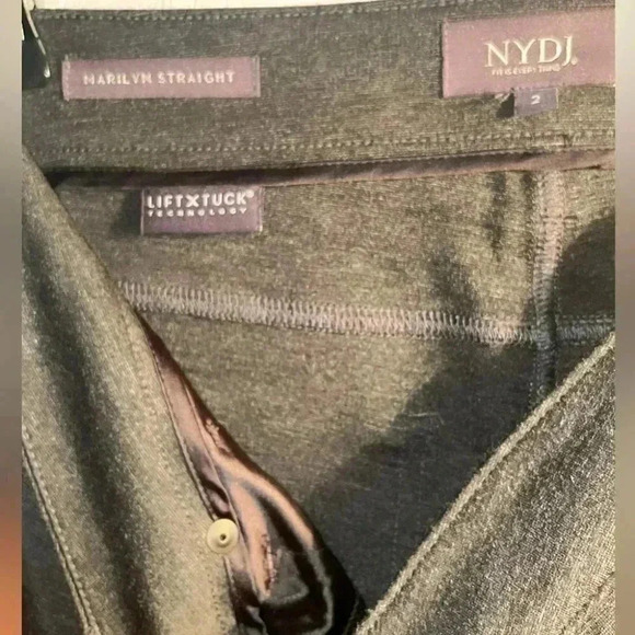 NYDJ Marilyn straight casual slimming lift tuck heathered grey straight pants 2 - Picture 4 of 5